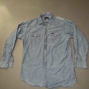 Vintage Wrangler denim pearl snap button up XL shirt
